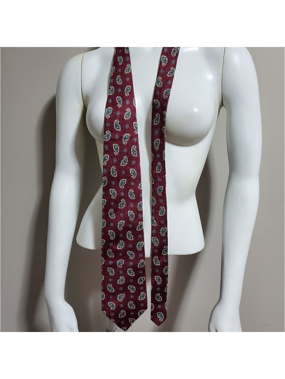 Vintage Peter Thomas by Superba Paisley Patterned Tie Burgundy